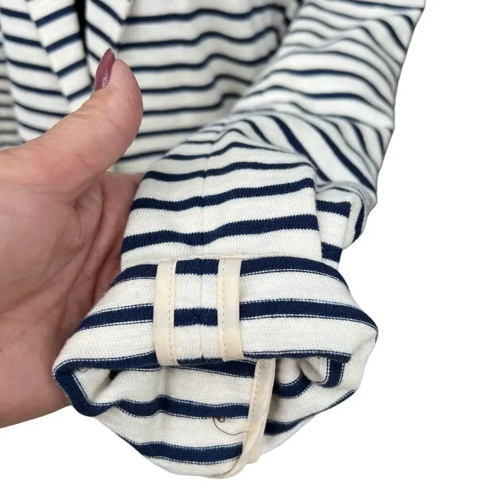 J.CREW size M blazer cream with navy stripes cotton - Picture 5 of 11